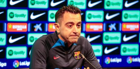 Xavi Hernández hablando de Piqué durante la rueda de prensa previa al partido contra el Almería