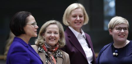 Calviño con sus homólogas de Luxemburgo, Estonia y Finlandia