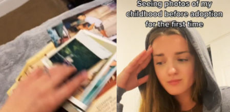 La emotiva reacción de una joven al ver por primera vez imágenes anteriores a su adopción