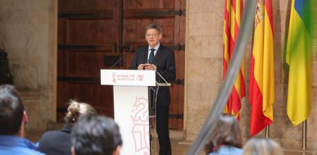 El presidente Ximo Puig, durante la rueda de prensa de valoración de este miércoles sobre el Perte que afecta a la gigafactoría