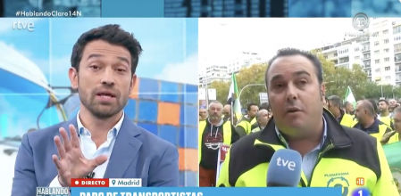 Marc Calderó, de TVE, corta en seco al portavoz de los transportistas en huelga: “Hable con respeto”