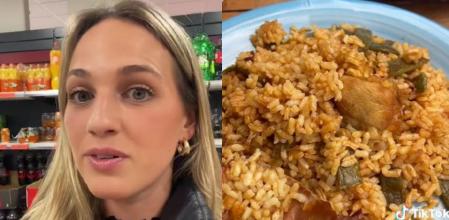 La 'tiktoker' estadounidense que flipó con la carne de conejo en Mercadona ahora prueba la paella
