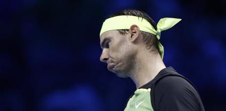 Rafael Nadal se lamenta de un error, este martes en Turín