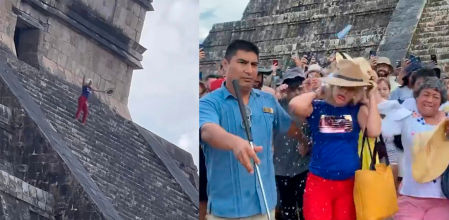 Una turista se sube a una pirámide maya burlando la seguridad y se gana los abucheos de todo el mundo