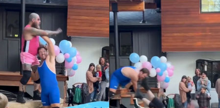 La peculiar fiesta de revelación de género con un combate de lucha libre