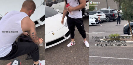 Muestra cómo le da una lección a un 'influencer' que se estaba haciendo fotos encima de su coche sin permiso