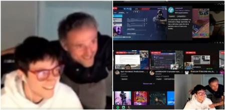 Luis Enrique, junto a su hijo Pacho, este jueves en Twitch