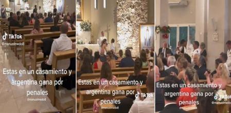 Los novios también pararon para celebrar el pase a semifinales