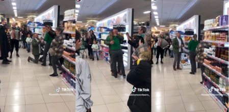 La surrealista pedida de mano con tuna incluida a una empleada de Mercadona mientras trabaja