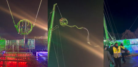 El escalofriante momento en el que una atracción de feria en Londres se rompe y sufre un fuerte impacto