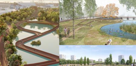 Tres de las cinco propuestas finalistas para la continuación del Jardí del Túria