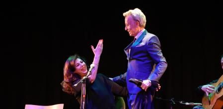 Jose Ortega Cano and singer Isabel Luna during a concert in Madrid, 10 december 2022
