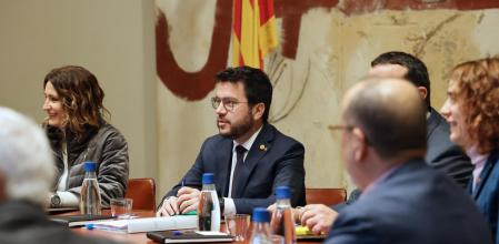El presidente de la Generalitat, Pere Aragonès, este martes en la reunión del Consell Executiu