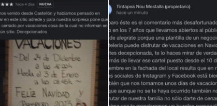 La aplaudida respuesta del dueño de un bar a una reseña negativa por no abrir en Navidad