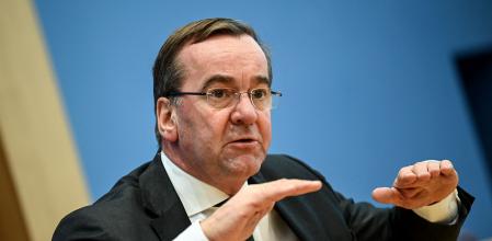 (FILES) This file photo taken on December 11, 2020 shows Lower Saxony's interior minister Boris Pistorius addressing a press conference in Berlin. - As government sources said on January 17, 2023, Pistorius will become Germany's new Defence Minister, after Christine Lambrecht stepped down from the office on January 16, 2023. (Photo by Britta Pedersen / POOL / AFP)