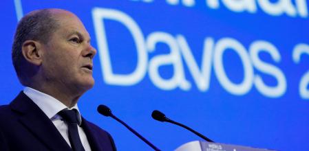 German Chancellor Olaf Scholz addresses the World Economic Forum (WEF), in Davos, Switzerland, January 18, 2023. REUTERS/Arnd Wiegmann