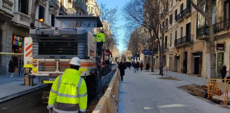 Obras de los ejes verdes del Eixample. Calle Consell de Cent