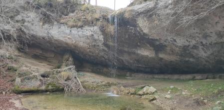 El Salt del Bisbe, en enero de 2023, sin nada de hielo en un invierno benigno.