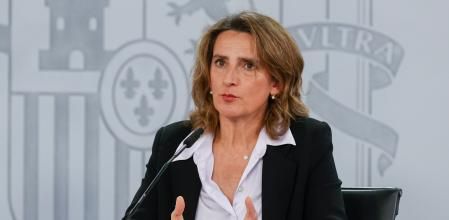 La ministra para la Transición Ecológica, Teresa Ribera, ofrece una rueda de prensa en el Palacio de la Moncloa
