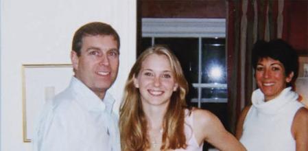 El príncipe Andrés, Virginia Giuffre y Ghislaine Maxwell.&nbsp;