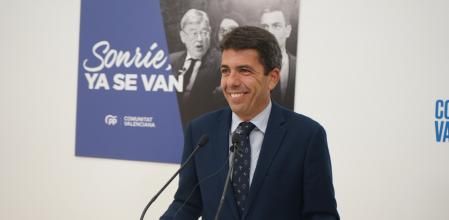 El presidente del PP valenciano, Carlos Mazón, este viernes en rueda de prensa.