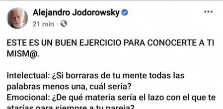 Este es el “buen ejercicio” para conocerse a uno mismo del cineasta Alejandro Jodorowsky