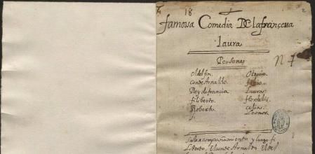 Manuscrito con el comienzo de la obra 'La francesa Laura', recién atribuida a Lope de Vega