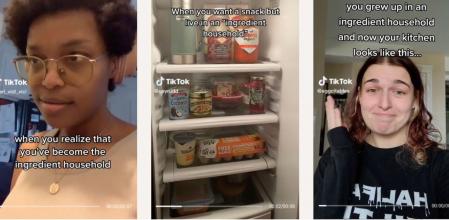 Capturas de pantalla de algunos de los vídeos de Tiktok que emplean el hasthag #ingredienthousehold