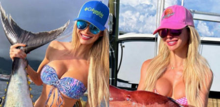 Emily Riemer posando con sus peces