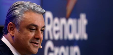 El director ejecutivo de Renault, Luca de Meo, hablando durante la presentación de resultados anuales de 2022
