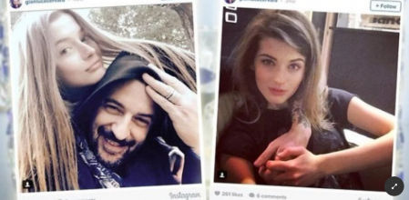 Anna con su esposo y la mano sobre su hombro de su nuevo novio.