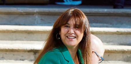 GRAFCAT6056. BARCELONA, 14/02/2023.- La presidenta suspendida del Parlament, Laura Borràs, a su llegada este martes al Tribunal Superior de Justicia de Cataluña (TSJC) donde prosigue el juicio contra ella con una segunda sesión dedicada a las cuestiones previas, que el pasado viernes enfrentaron a la líder de Junts con los otros dos acusados por sus pactos con la Fiscalía para incriminarla. EFE/Toni Albir