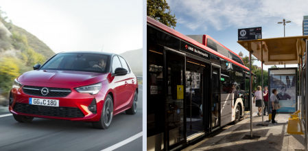 Opel Corsa y autobús