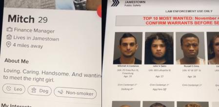 Adrielle se sorprendió al encontrarse con su 'match' en la lista de más buscados de la policía.