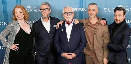 Sarah Snook, from left, Alan Ruck, Brian Cox, Jeremy Strong and Kieran Culkin attend the premiere of HBO's 