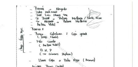 Nota manuscrita hallada en la caja fuerte del exdirectivo del FC Barcelona, Josep Contreras