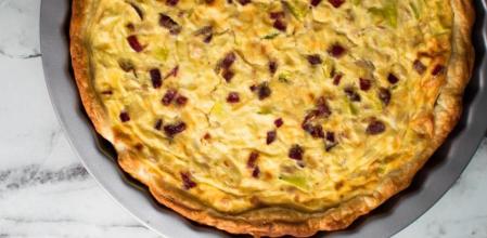 quiche de puerro y beicon