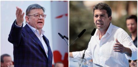 Ximo Puig y Carlos Mazón, en sendos actos de sus partidos