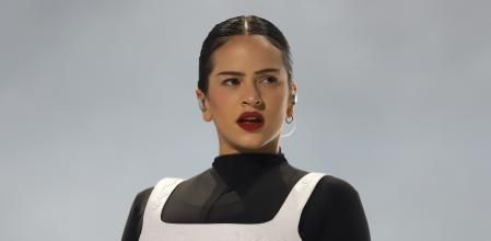 Singer Rosalia perform at the 10th edition of Lollapalooza 2023 in Sao Paulo, Brazil, on Sunday (26)