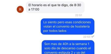 Indignación por las nefastas condiciones laborales de una oferta de camarero: “No me extraña que falten camareros”
