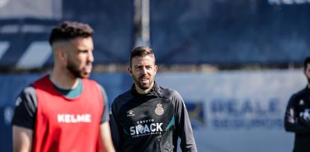 Luis García, durante el entrenamiento del miércoles.