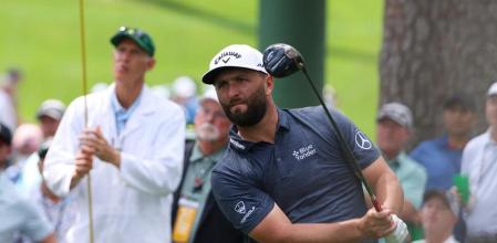 Golf - The Masters - Augusta National Golf Club - Augusta, Georgia, U.S. - April 6, 2023 Spain's Jon Rahm hits his tee shot on the 17th hole during the first round REUTERS/Mike Blake