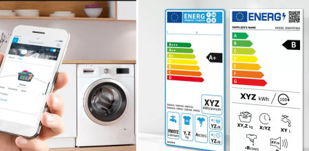 Etiquetas energéticas que nos informan de cuánto gasta una lavadora.