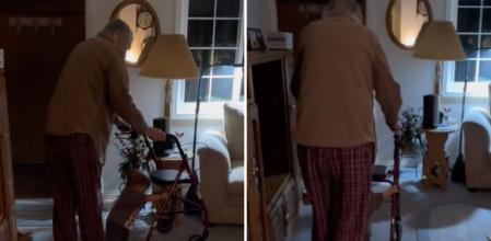 Imagen de los 'paseos' entre el abuelo y su bisnieta