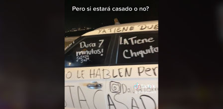Así quedó el coche del presunto infiel