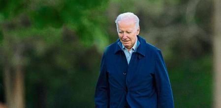 President Joe Biden arrives at Fort Lesley J. McNair from Camp David with first lady Jill Biden, Sunday, April 23, 2023, in Washington. (AP Photo/Manuel Balce Ceneta)