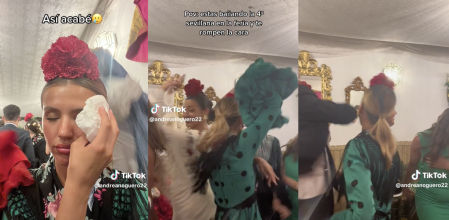 Muestra cómo le ‘rompen la cara’ de un codazo mientras baila sevillanas en la Feria: “Ni a una jarra me invitó”