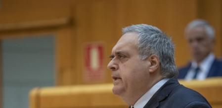 El senador socialista José María Oleaga durante su intervención en el pleno del Senado