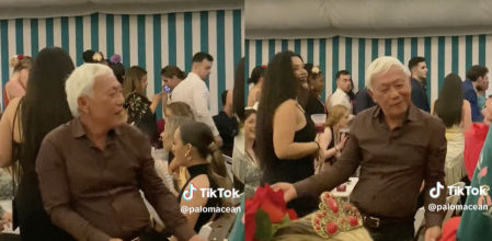 Un chino encandila con su baile a una caseta entera de la Feria de Abril: “Este baile me da 100 años de vida”