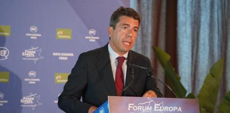 Carlos Mazón en su conferencia ayer en Valencia